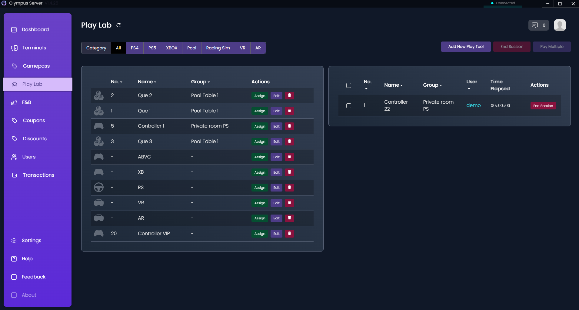 The Play Lab workflow showing available and in-use tools