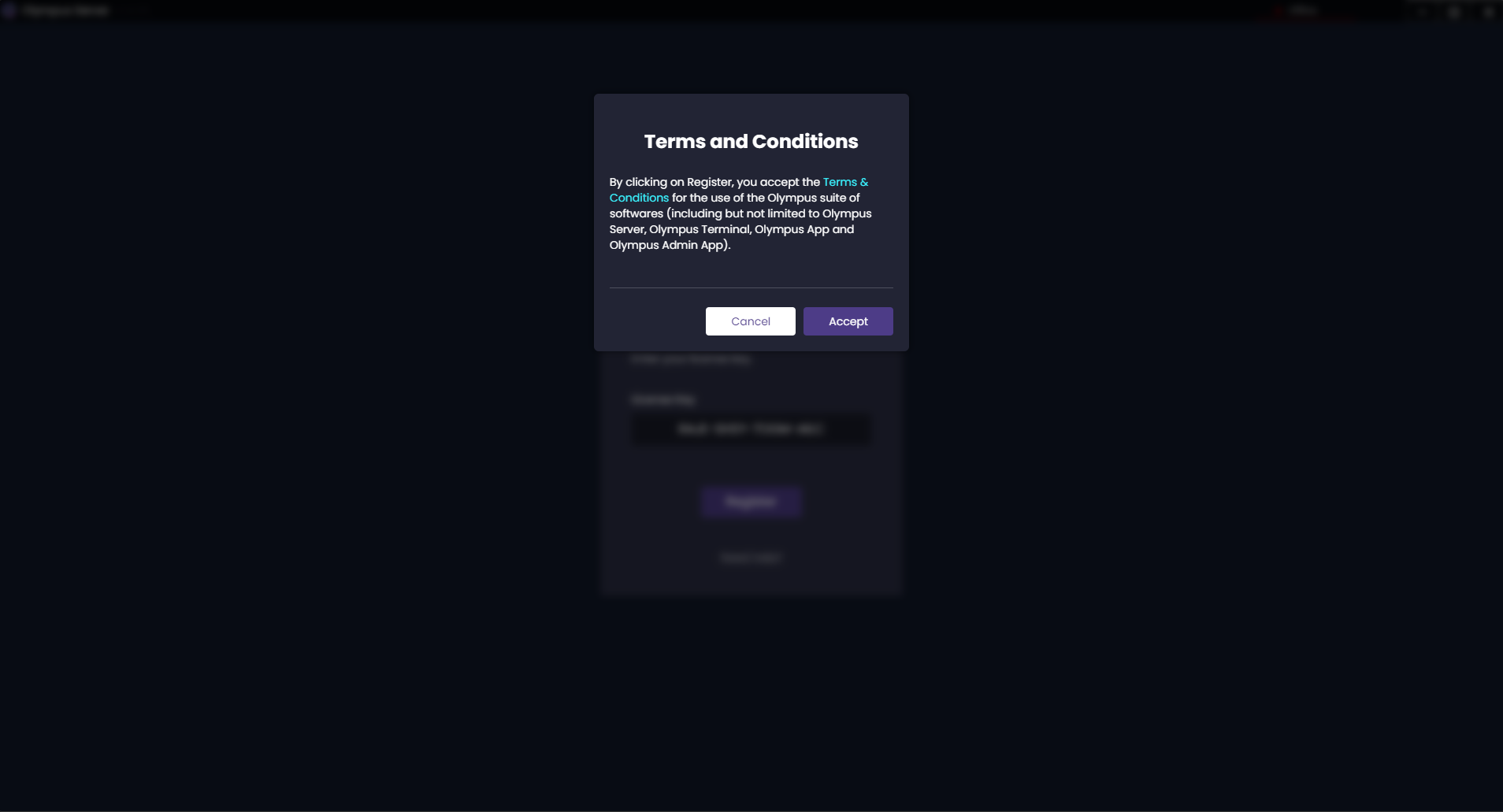 Terms acceptance screen